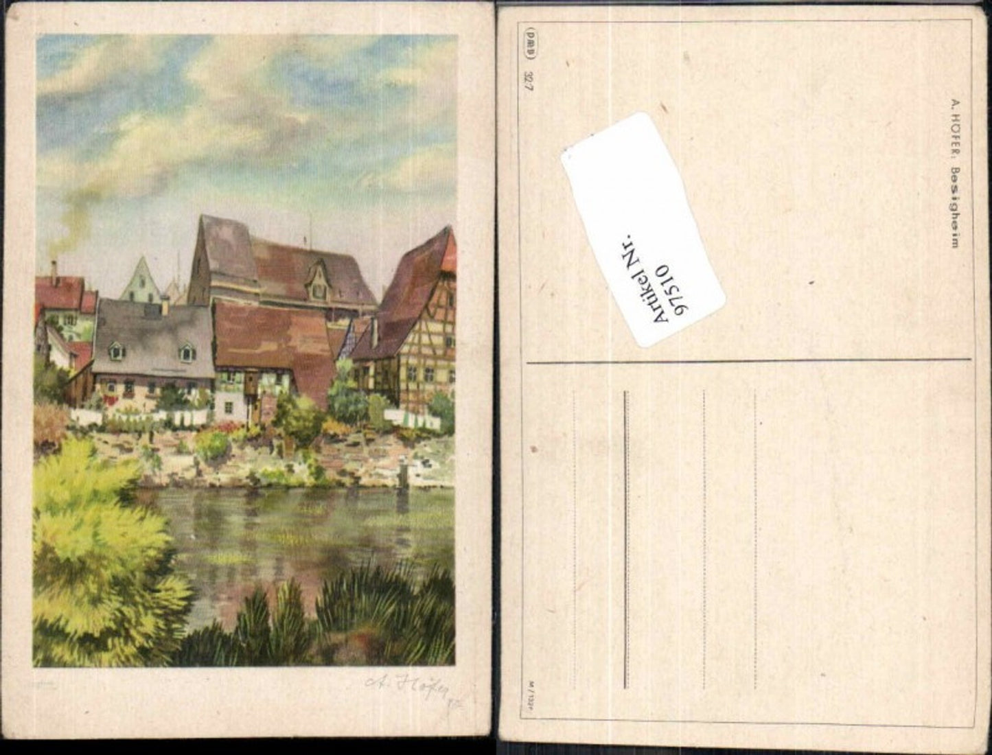 97510,A. Höfer sign. Besigheim Ortsansicht