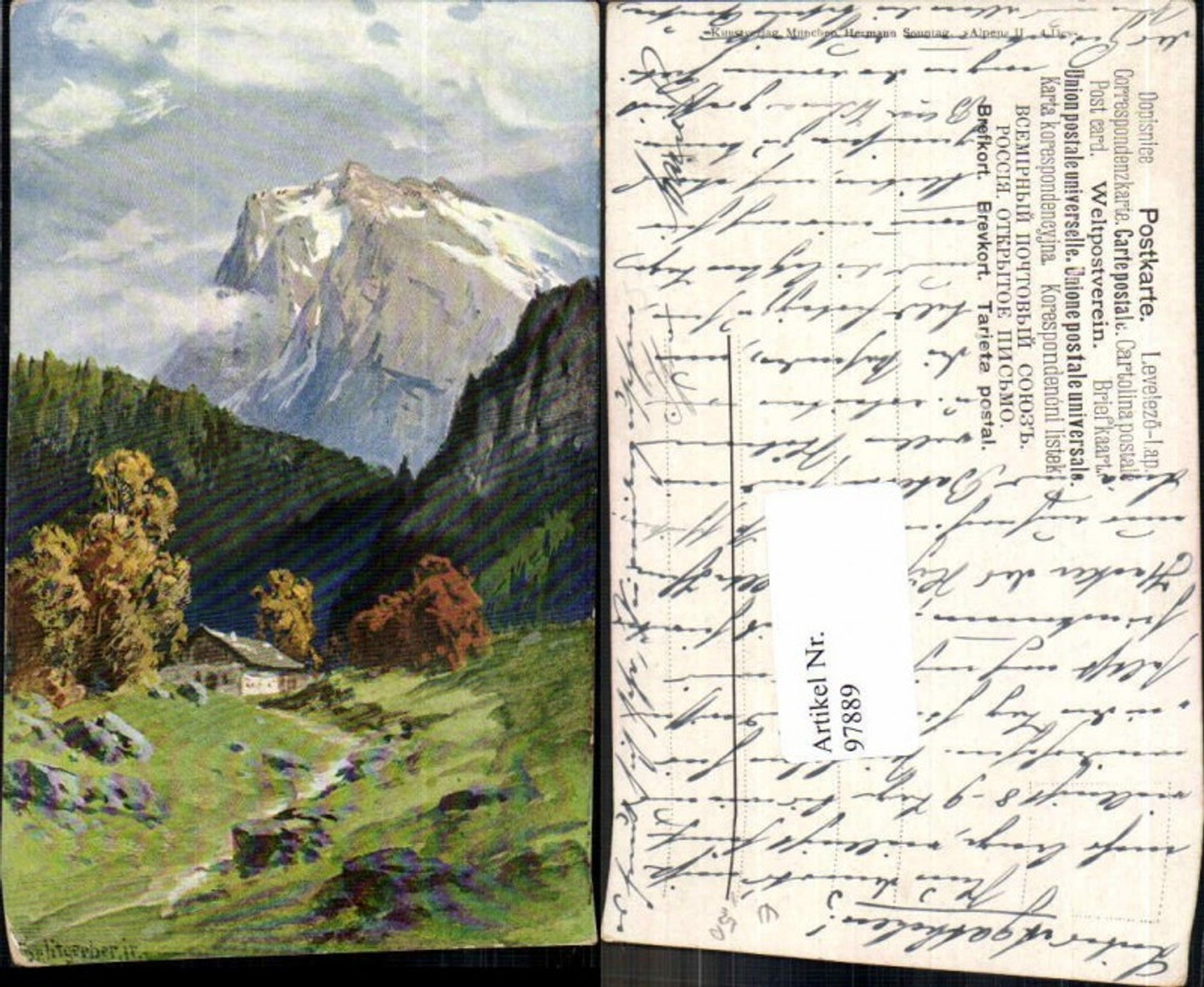 97889, J. Splitgerber jun Artist card Mountain Great landscape