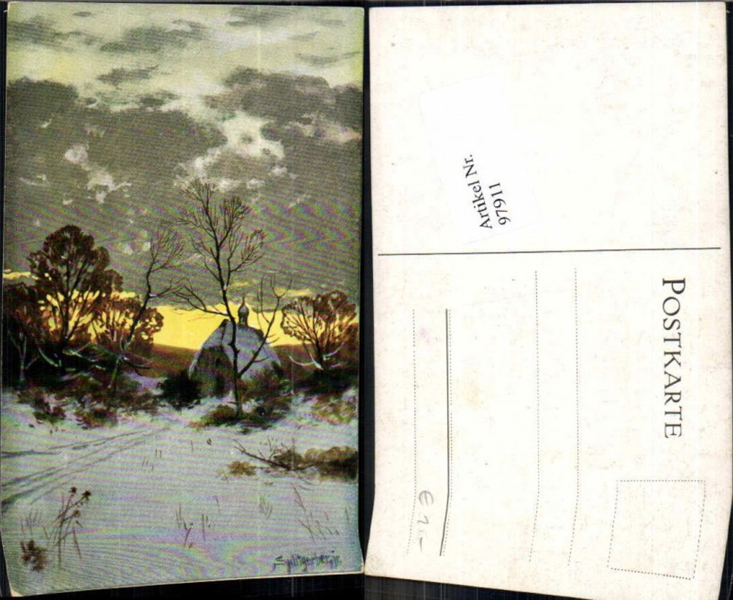 97911,J. Splitgerber jun Künstlerkarte Schnee Kirche Wald