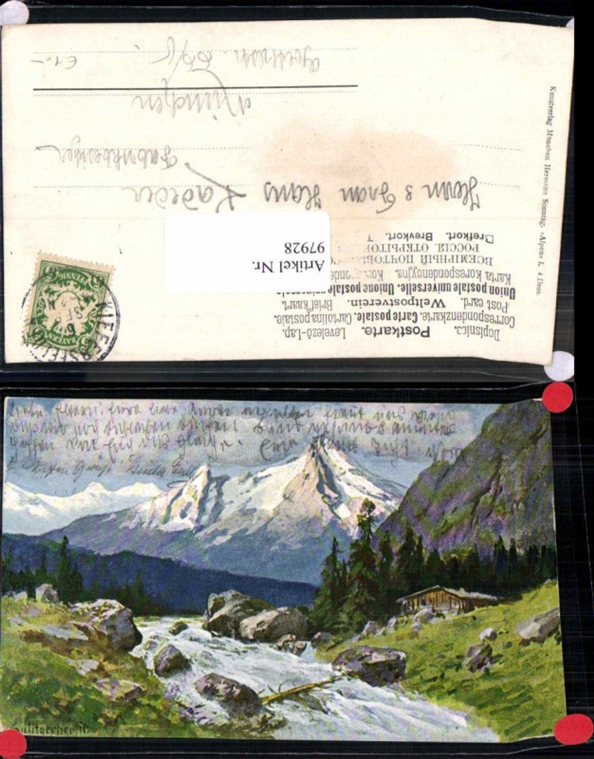97928, J. Splitgerber jun. Artist card Mountains Alps River
