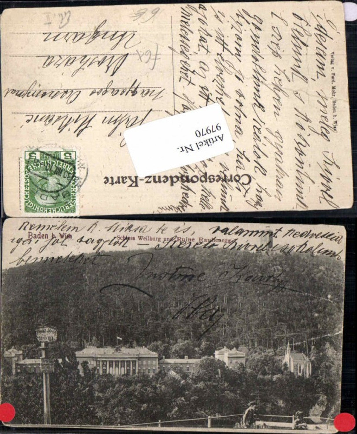 97970,Baden bei Wien Schloss Weilburg Ruine Rauhenegg