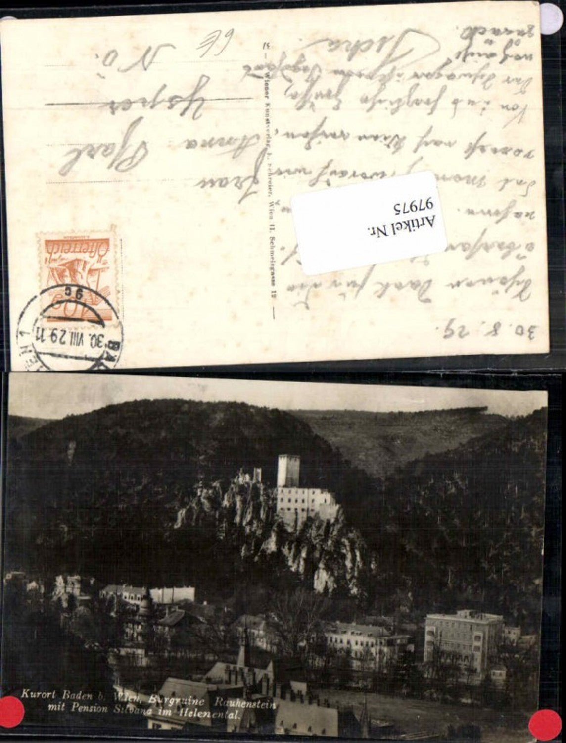 97975,Fotokarte Helenental Baden b. Wien Rauhenstein