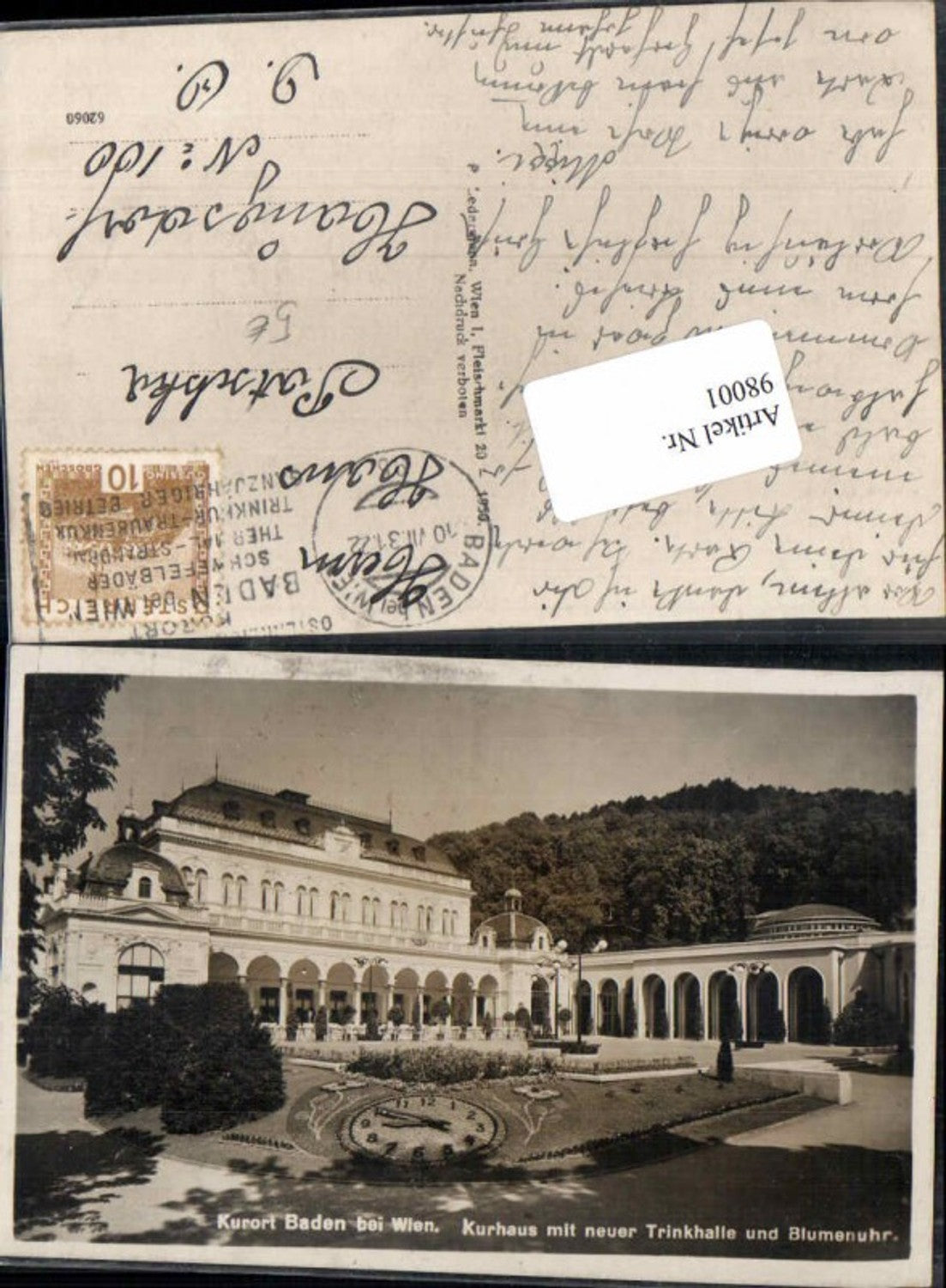 98001,Baden b. Wien Blumenuhr Trinkhalle