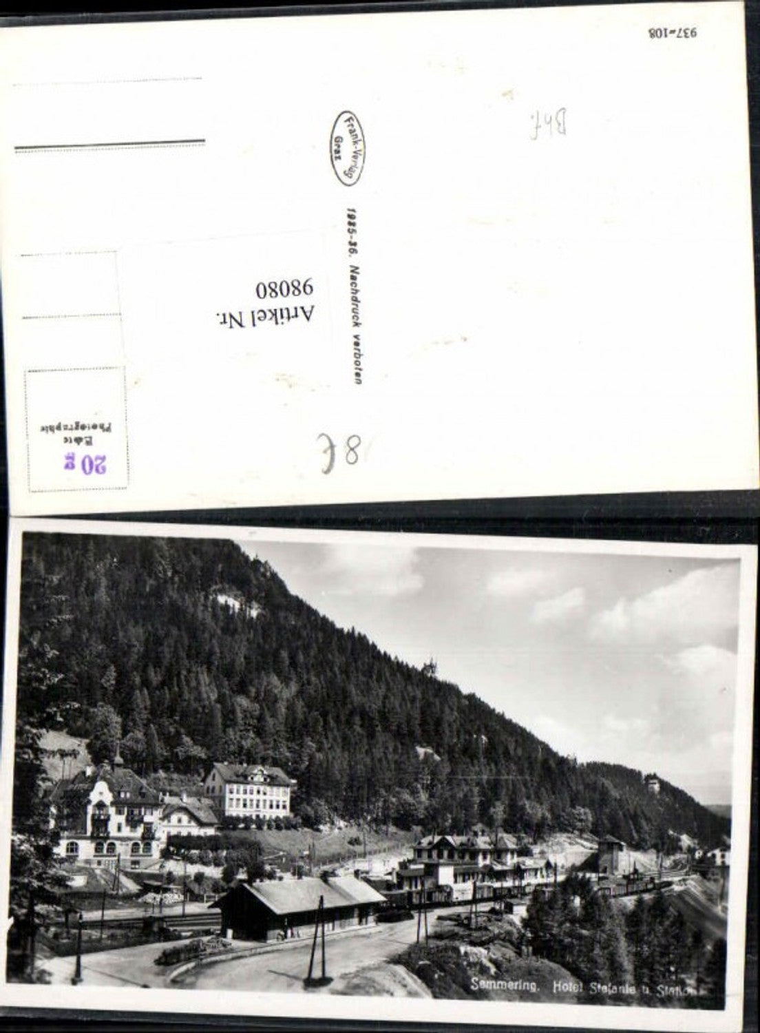 98080,Semmering Hotel Stefanie m. Bahnhof Station Semmeringbahn