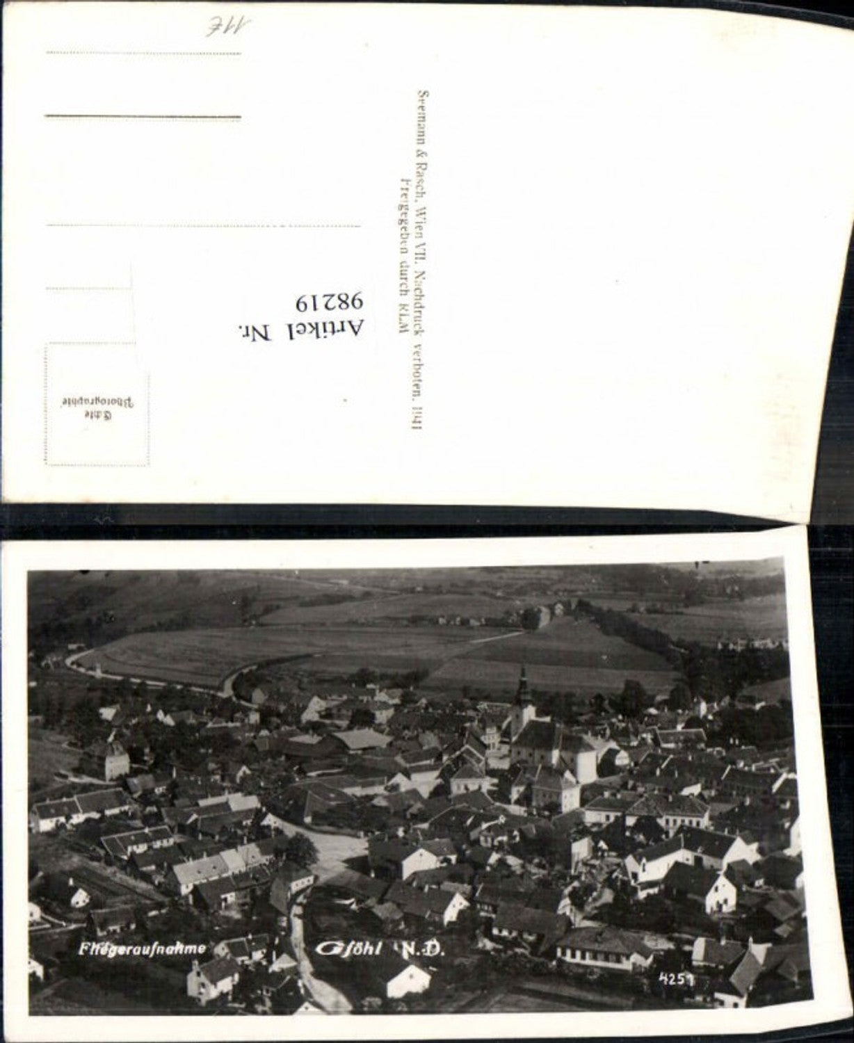 98219,Fliegeraufnahme Gföhl bei Krems 1941