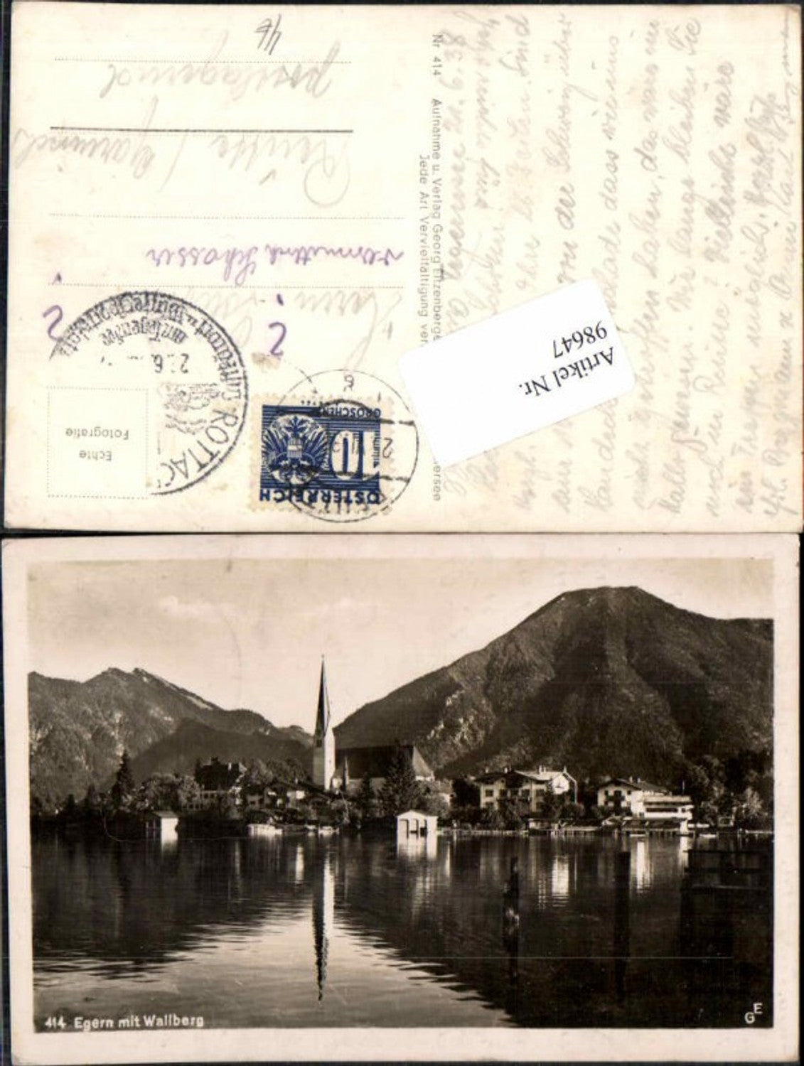 98647, Rottach-Egern near Wallberg, 1938