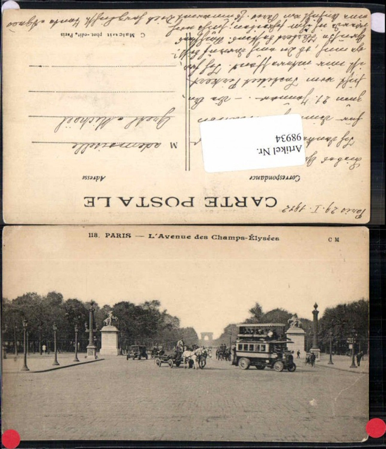 98934,Paris L Avenue des Champ Elysees Bus Doppeldecker Autobus