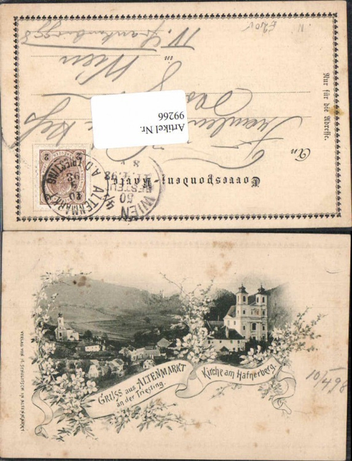 99266,Gruss aus Altenmarkt a.d. Triesting Hafnerberg 1898