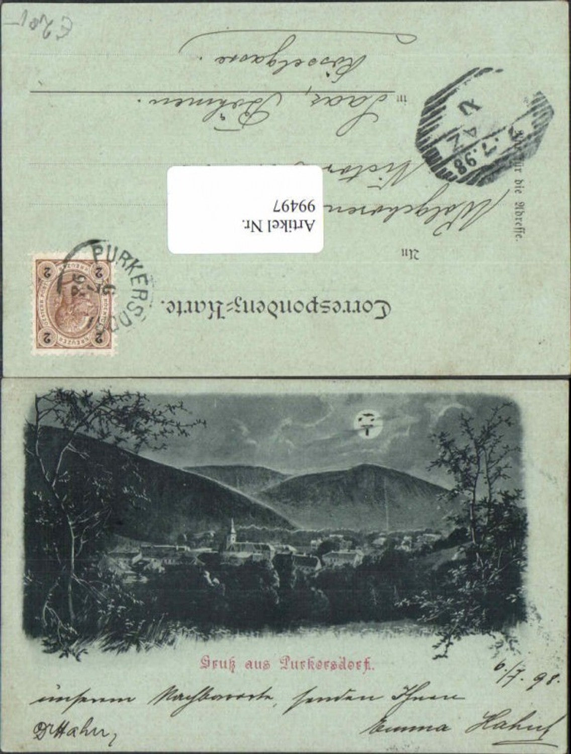99497,Gruss aus Purkersdorf bei Wien 1898