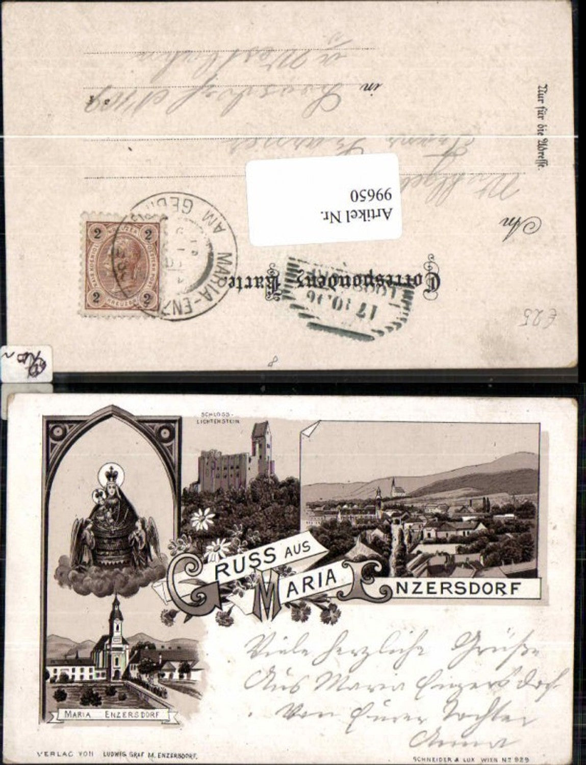 99650,Litho Gruss aus Maria Enzersdorf Liechtenstein Mödling