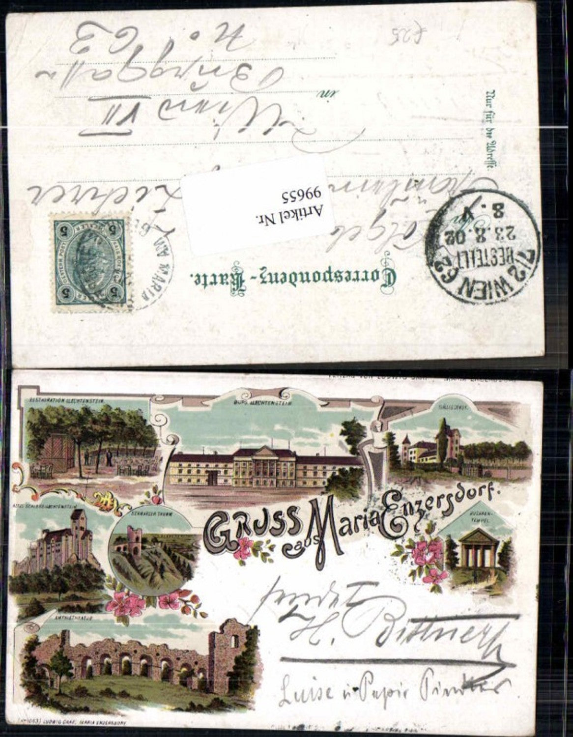 99655,Tolle Litho Gruss aus Maria Enzersdorf Liechtenstein Amphitheater