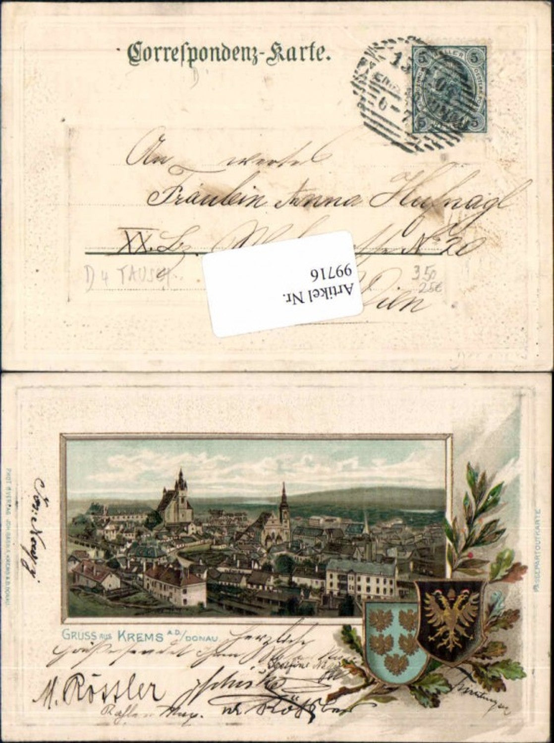 99716,Passepartoutkarte Gruss aus Krems a.d. Donau