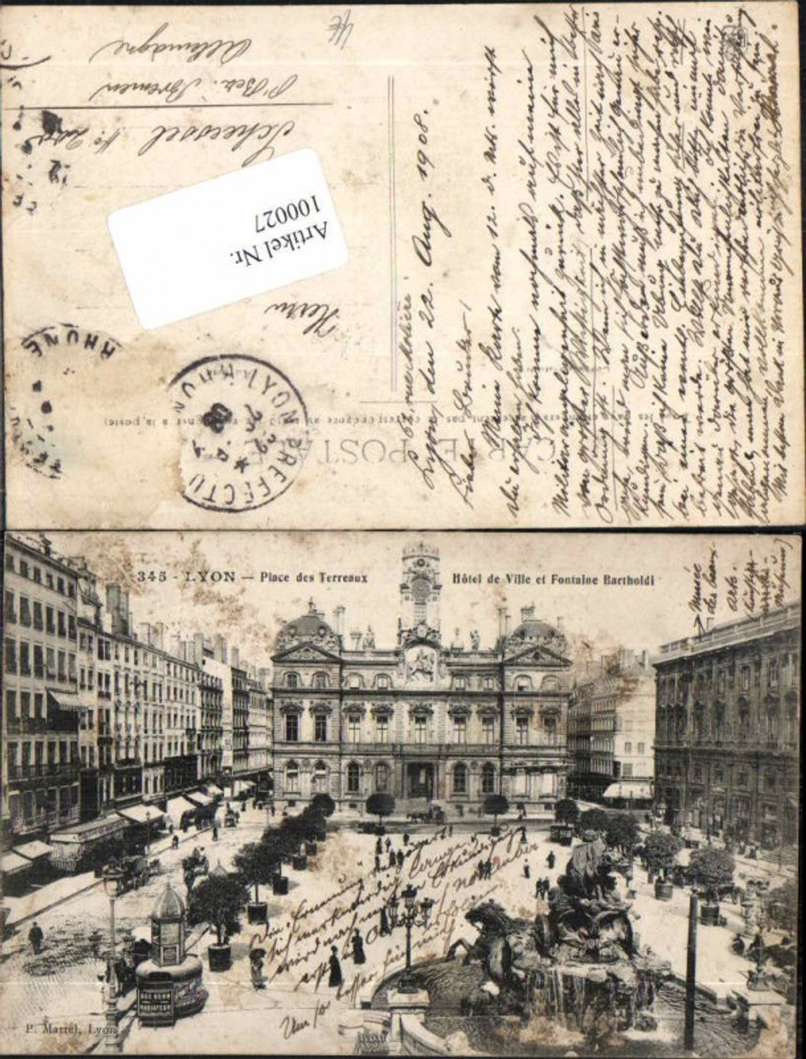 100027,Lyon Place de terreaux Leute 1908