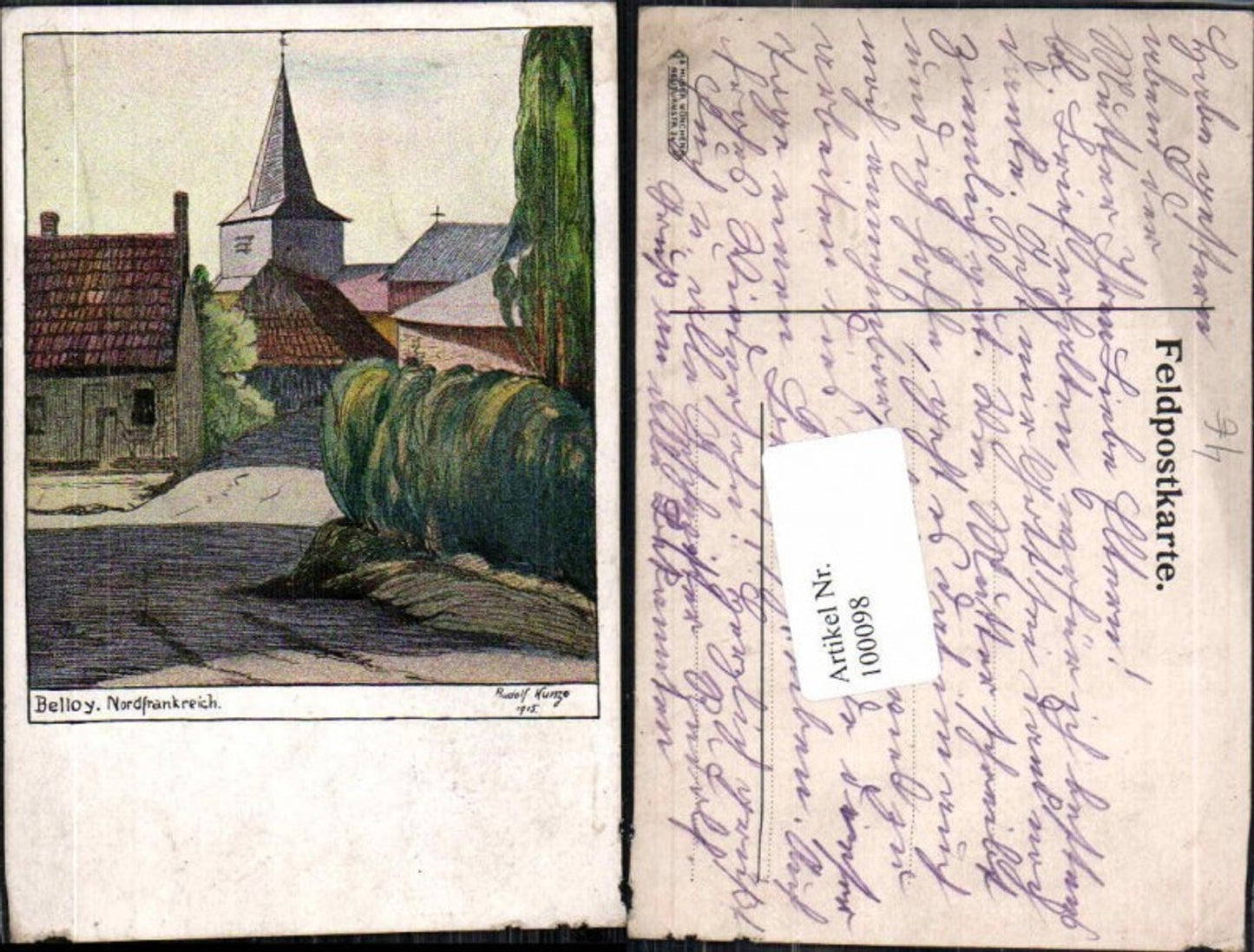 100098,Rudolf Kunze Hunze Belloy Nordfrankreich