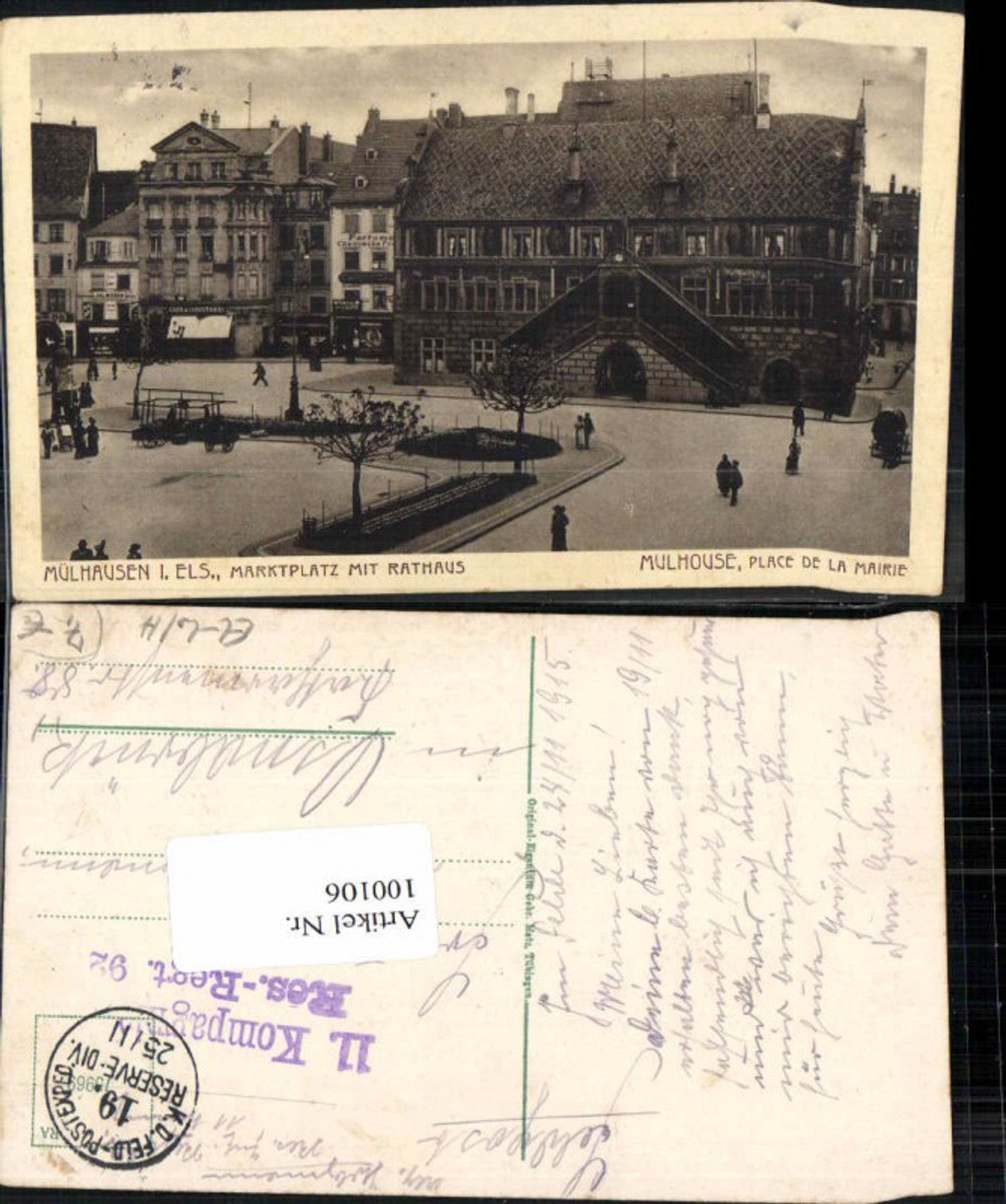 100106,Mülhausen im Elsass Markt m. Rathaus Mulhouse