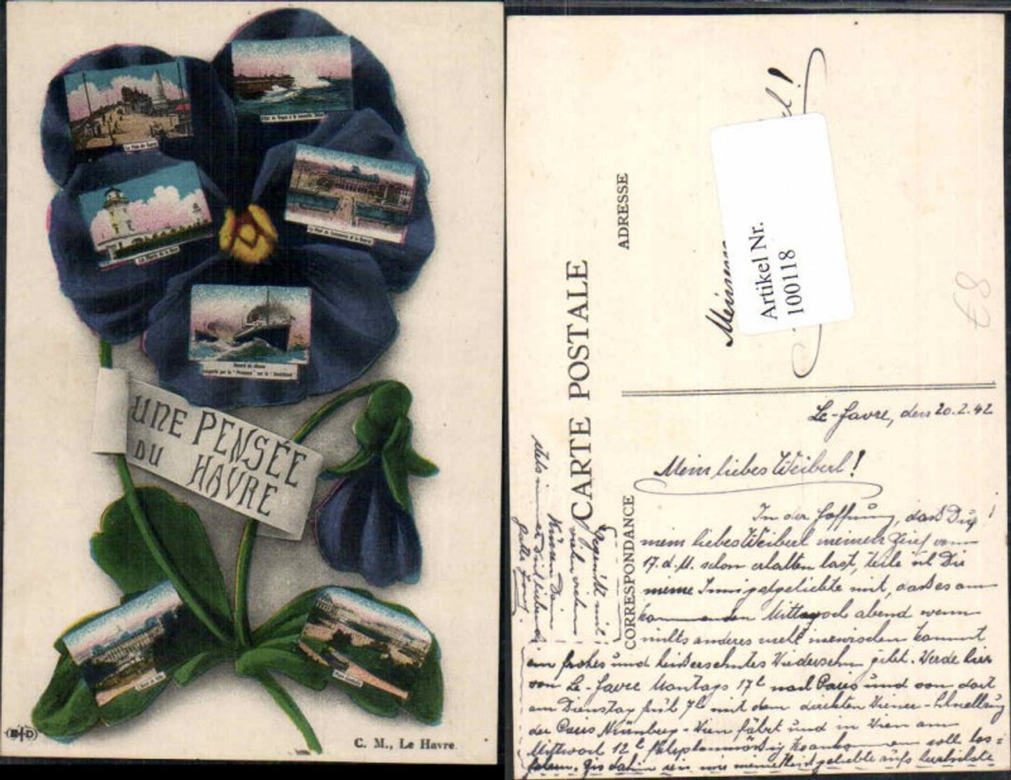 100118,Une Pensee du Harve La Harve RARE CARD