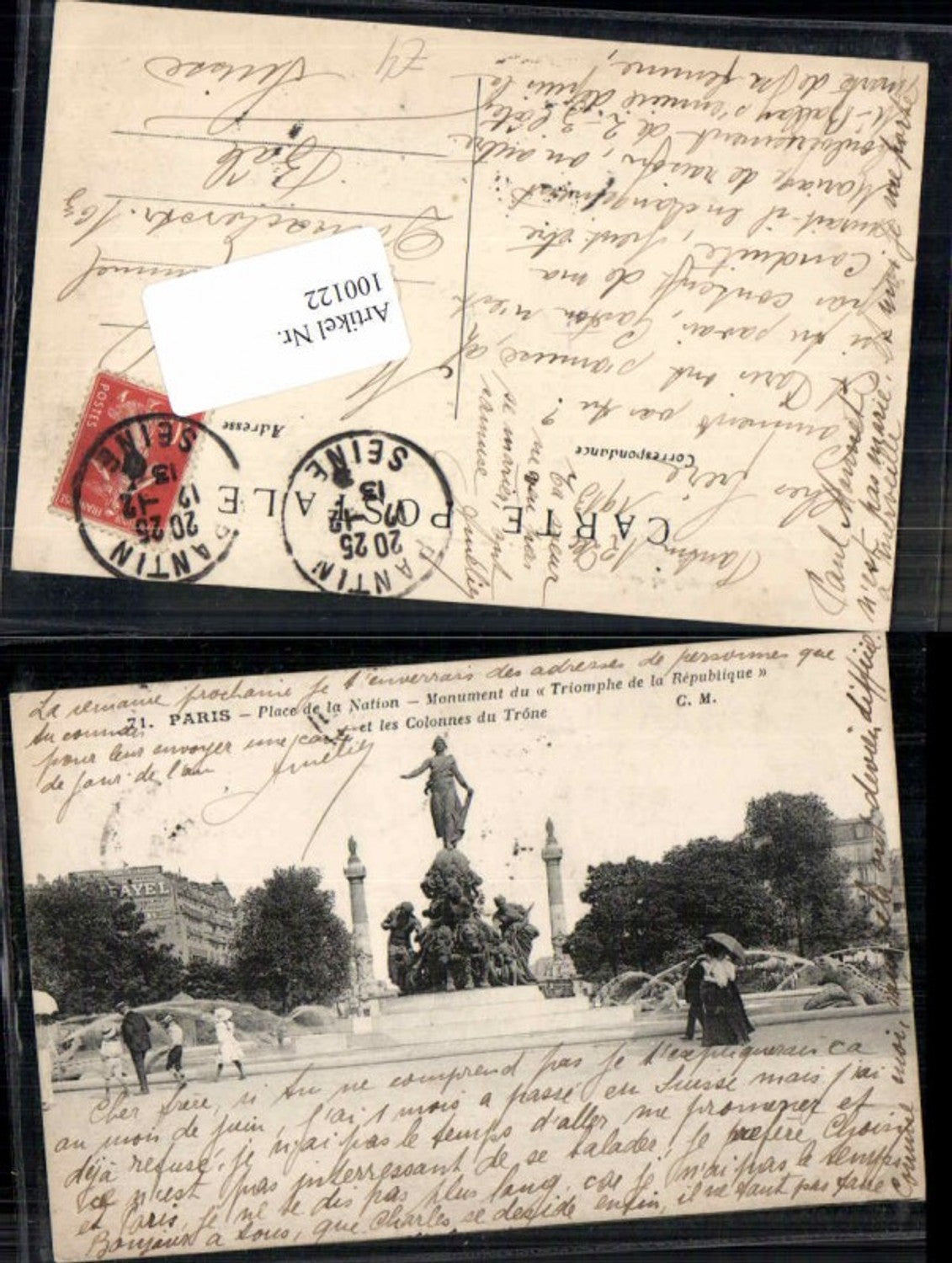 100122,Paris Place de la Nation 1913