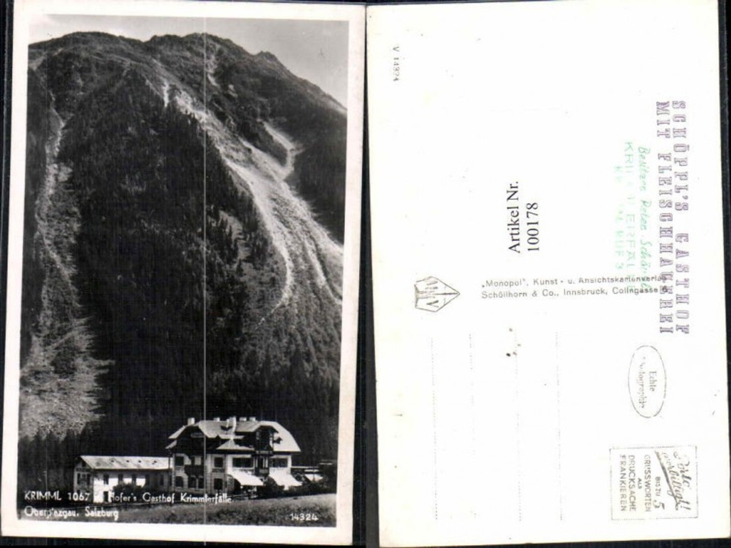 100178,Krimml Hofers Gasthaus Krimmlerfälle Oberpinzgau