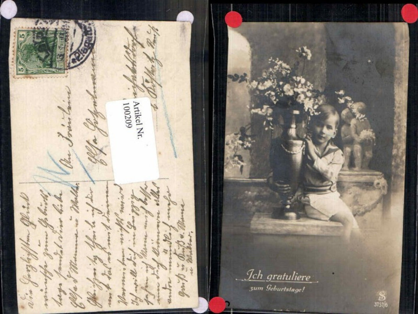 100209,Geburtstag Junge m. Blumen Matrosen Uniform