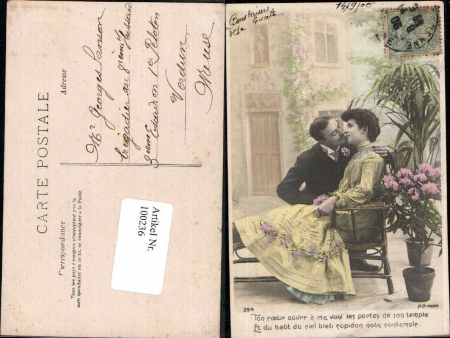 100236,Mann küsst Frau Gelbes Kleid Stuhl Girl Flower