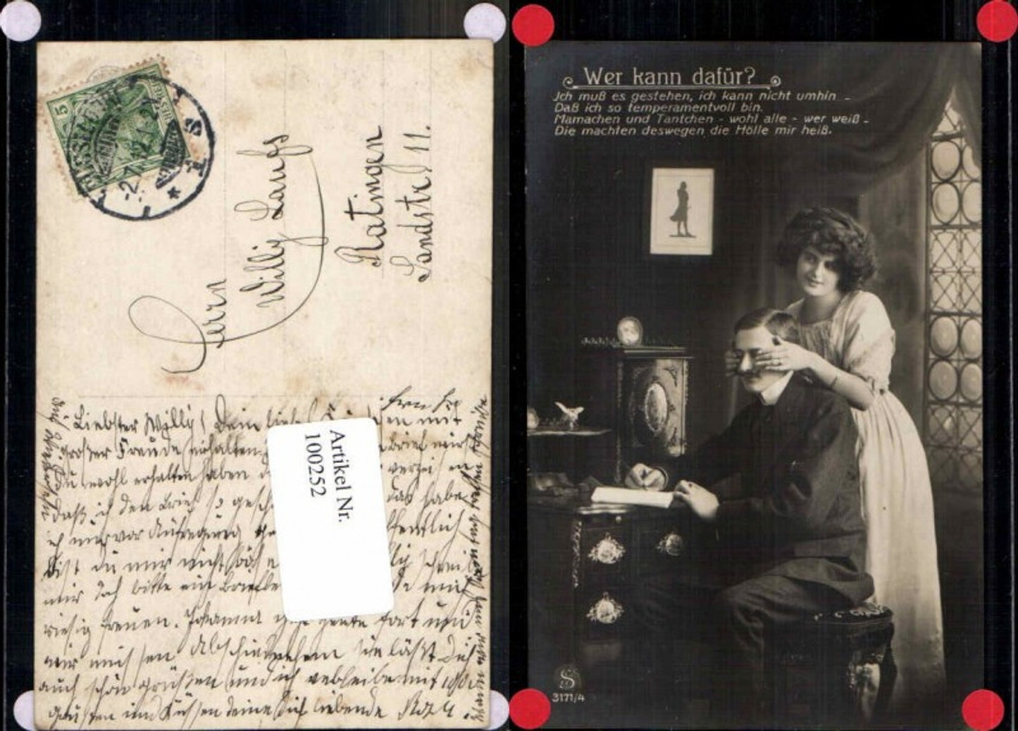 100252,Schöne Frau Girl m. Mann Spruch