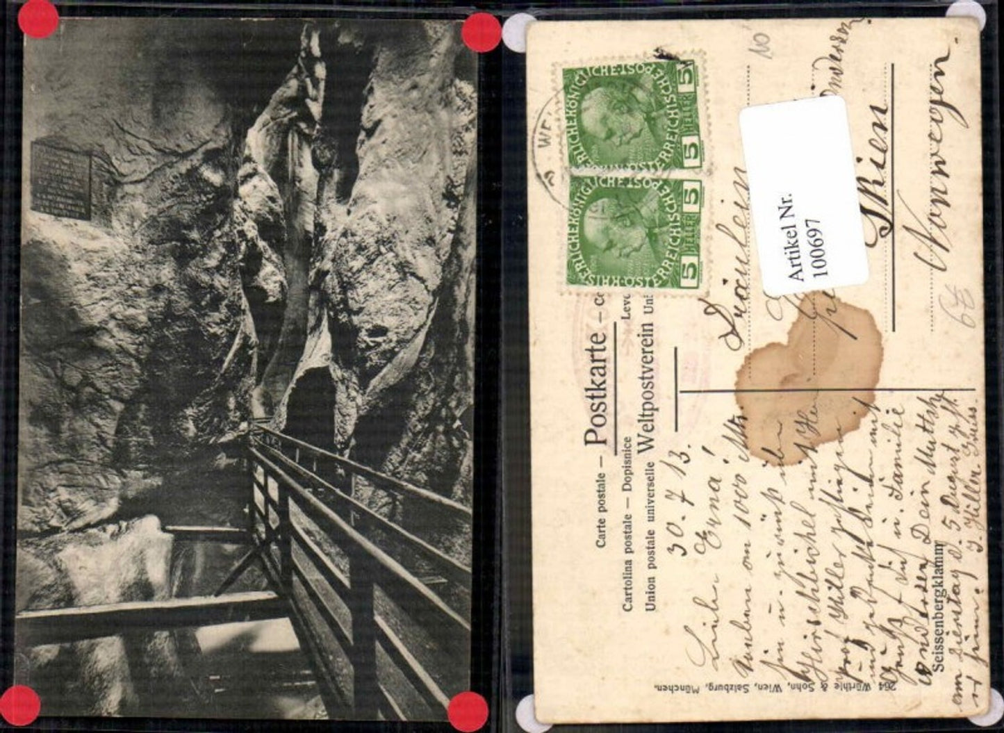 100697,Seissenbergklamm Weißbach Unken Lofer 1910