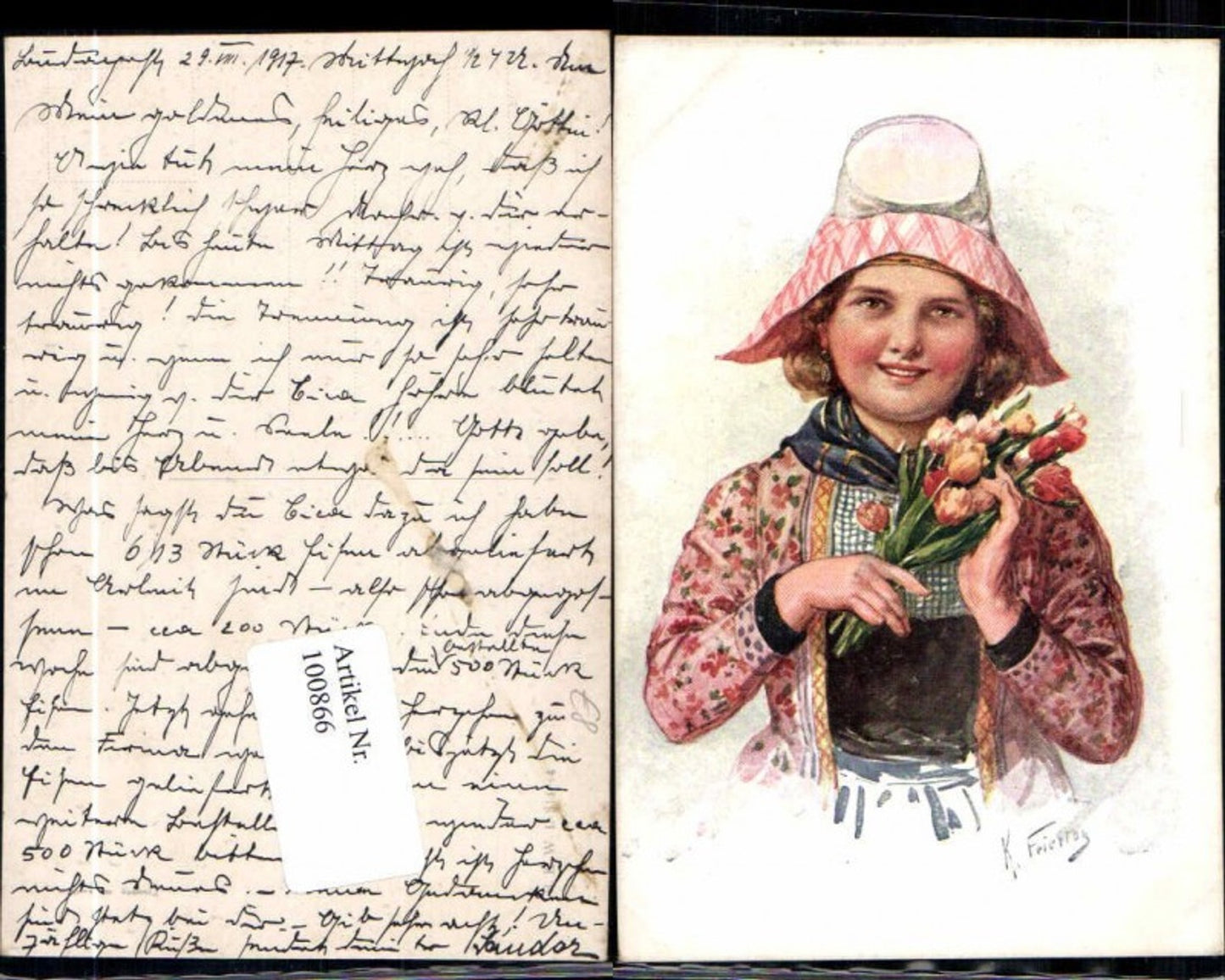 100866,Karl Feiertag Mädchen Holländische Tracht B.K.W.I 814-4