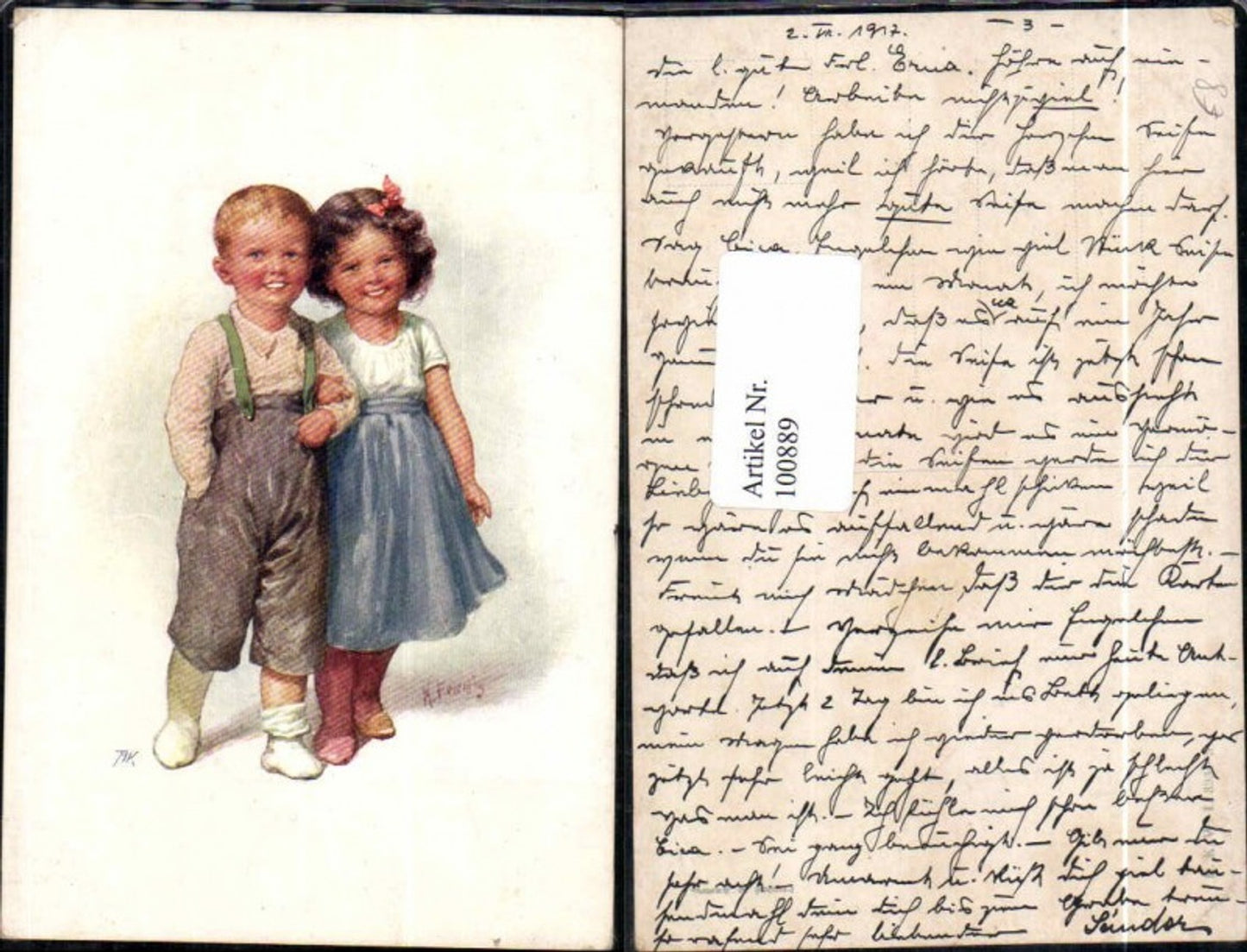 100889,Karl Feiertag Kinder als Paar Süss B.K.W.I 393-5