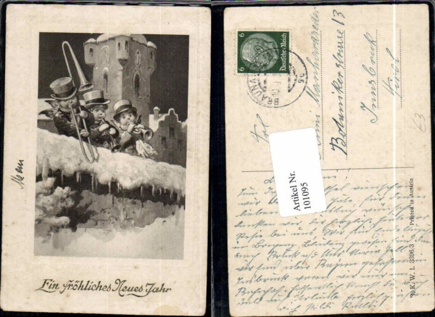 101095,Neujahr Engel musizieren Trompete Posaune B.K.W.I 3396-3