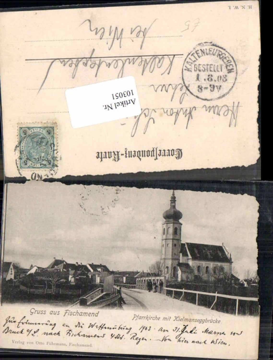 103051,Gruss asu Fischamend Pfarrkirche Kielmannseggbrücke