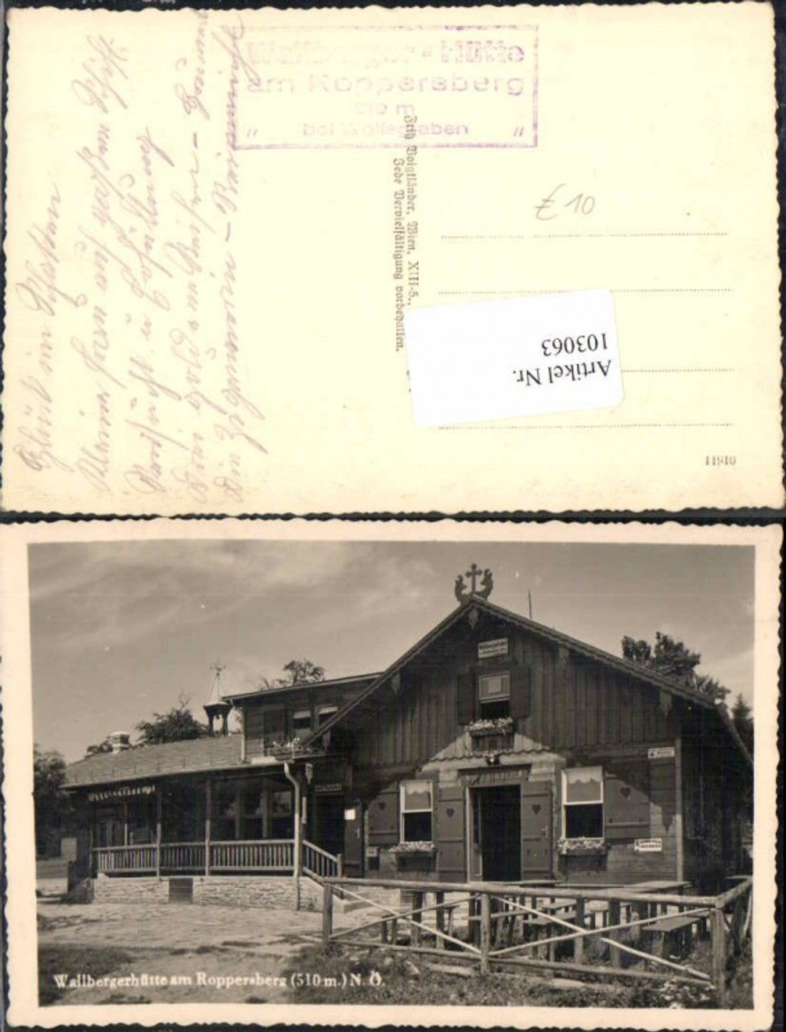 103063,Wallbergerhütte Roppersberg b. Wolfsgraben Wien