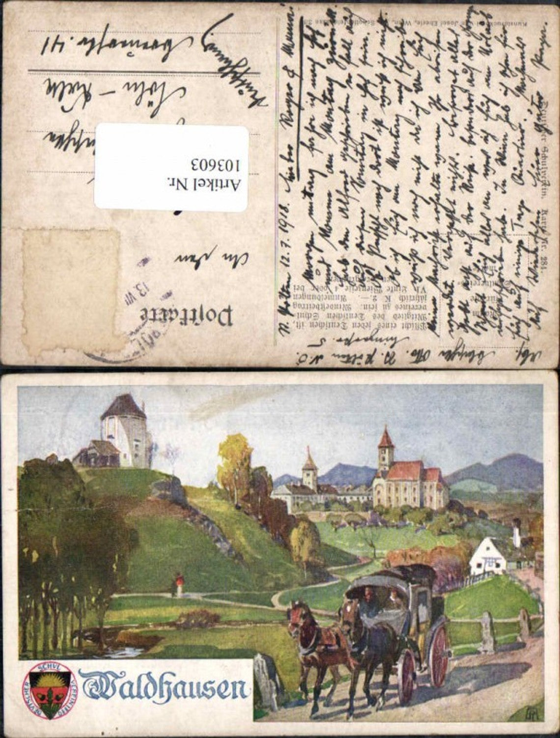 103603,Dt. Schulverein 284 Waldhausen im Strudengau Grein Kutsche