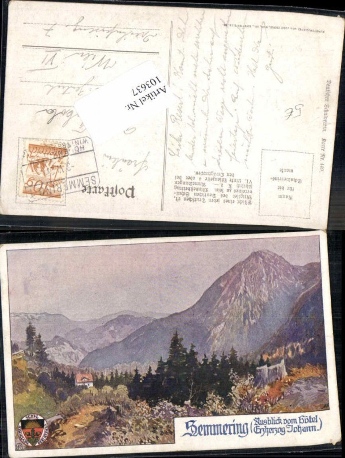 103637,Dt. Schulverein 449 Semmering Erzherzog Johann Hotel