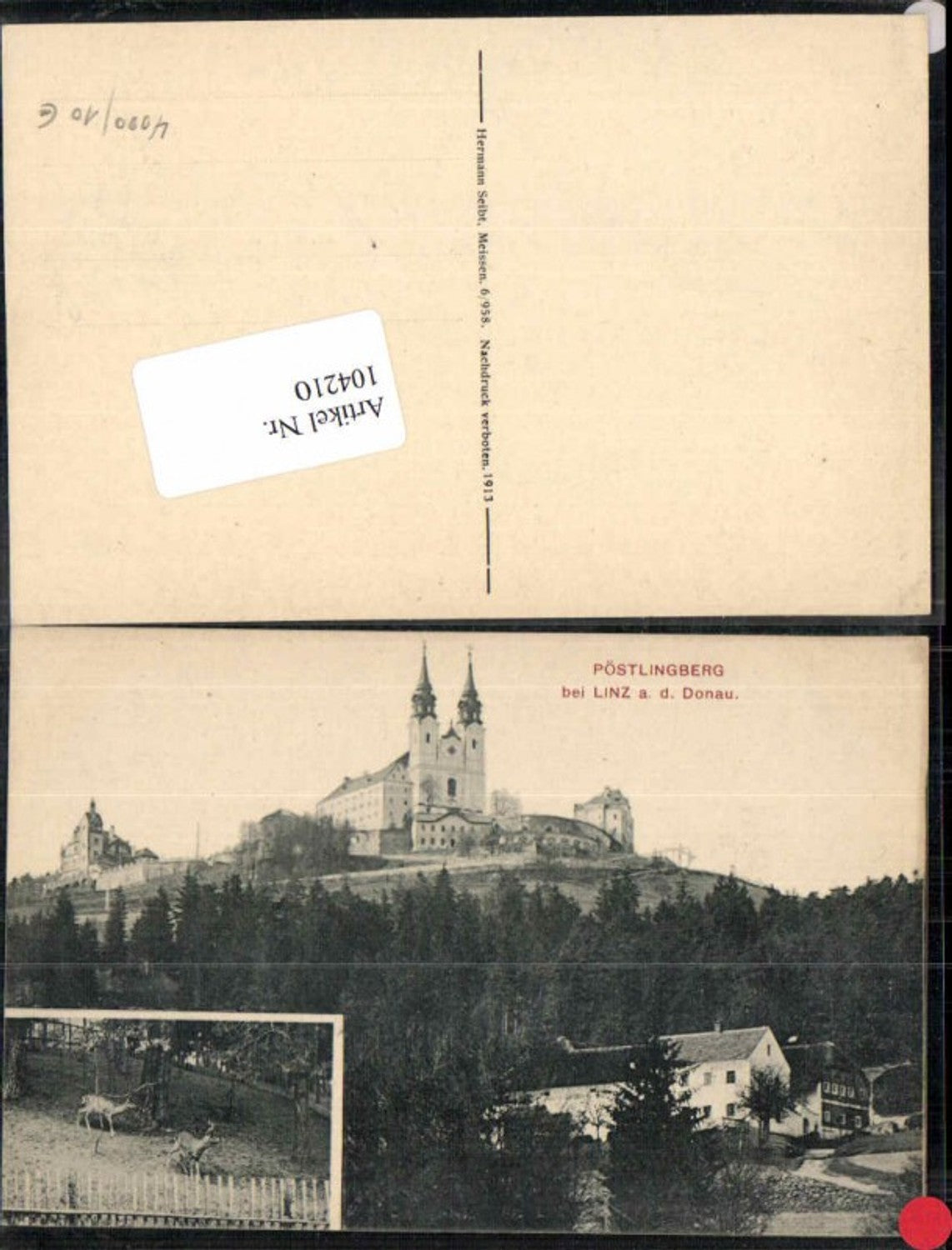 104210,Pöstlingberg b. Linz Häuser m. Reh 1913