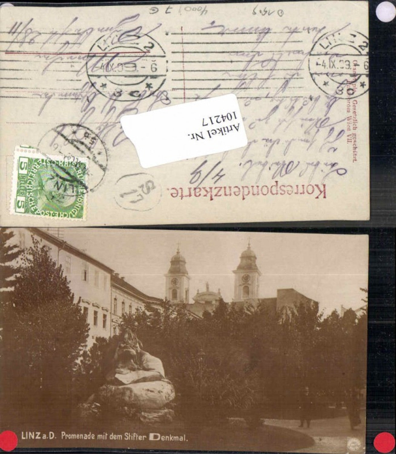 104217,FotoAK Linz a.d. Donau Promenade Stifter Denkmal