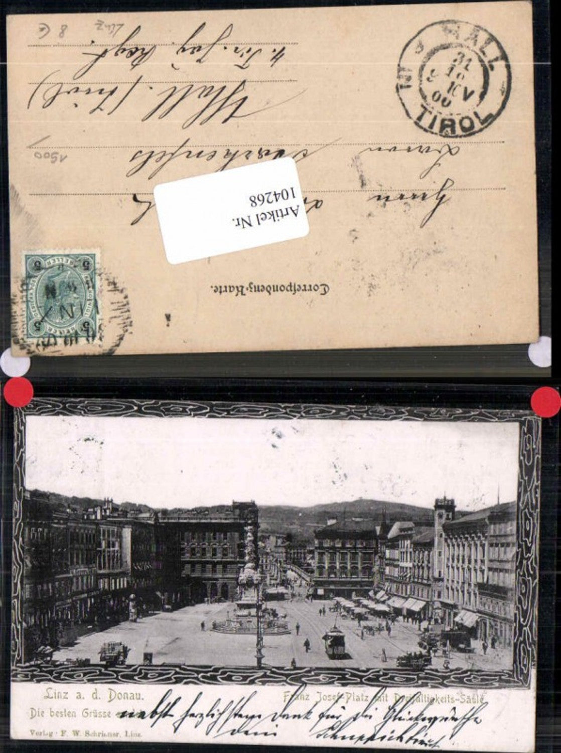 104268,Linz a.d. Donau Franz Josefs Platz Verziert RAR 1900