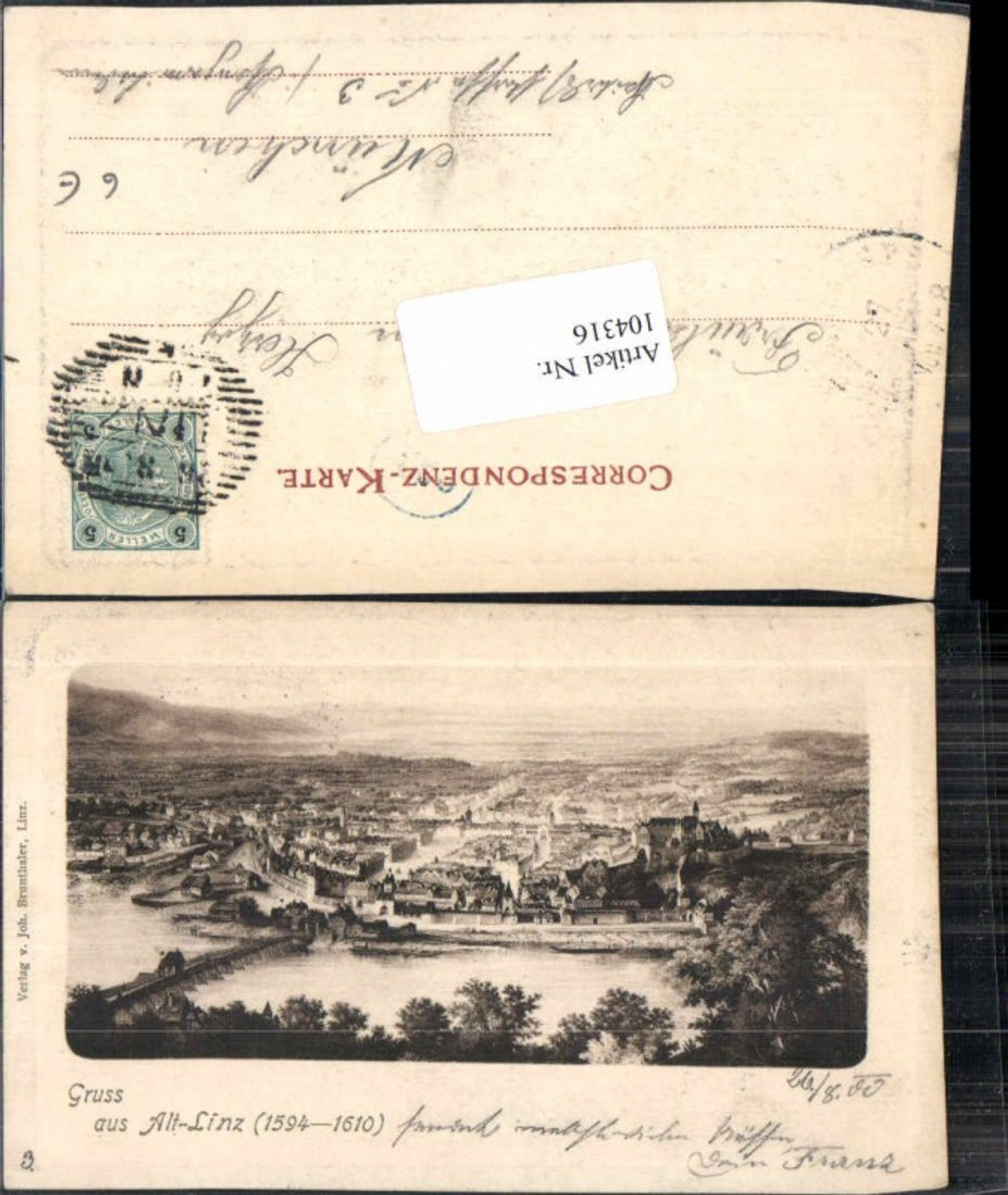 104316,Gruss aus Alt Linz a.d. Donau 1610 Präge AK