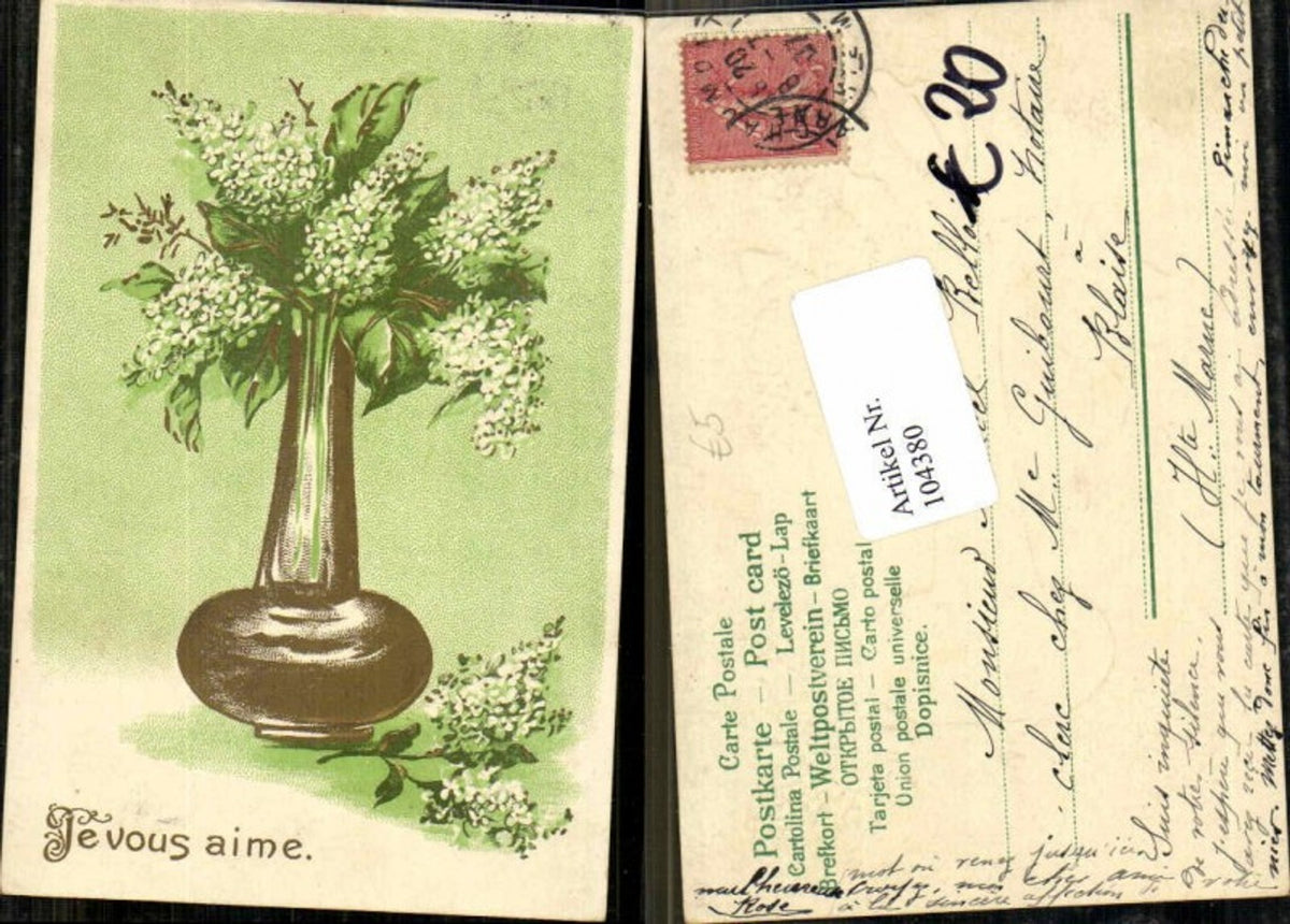 104380,Präge AK Litho Vase Blumen Blume
