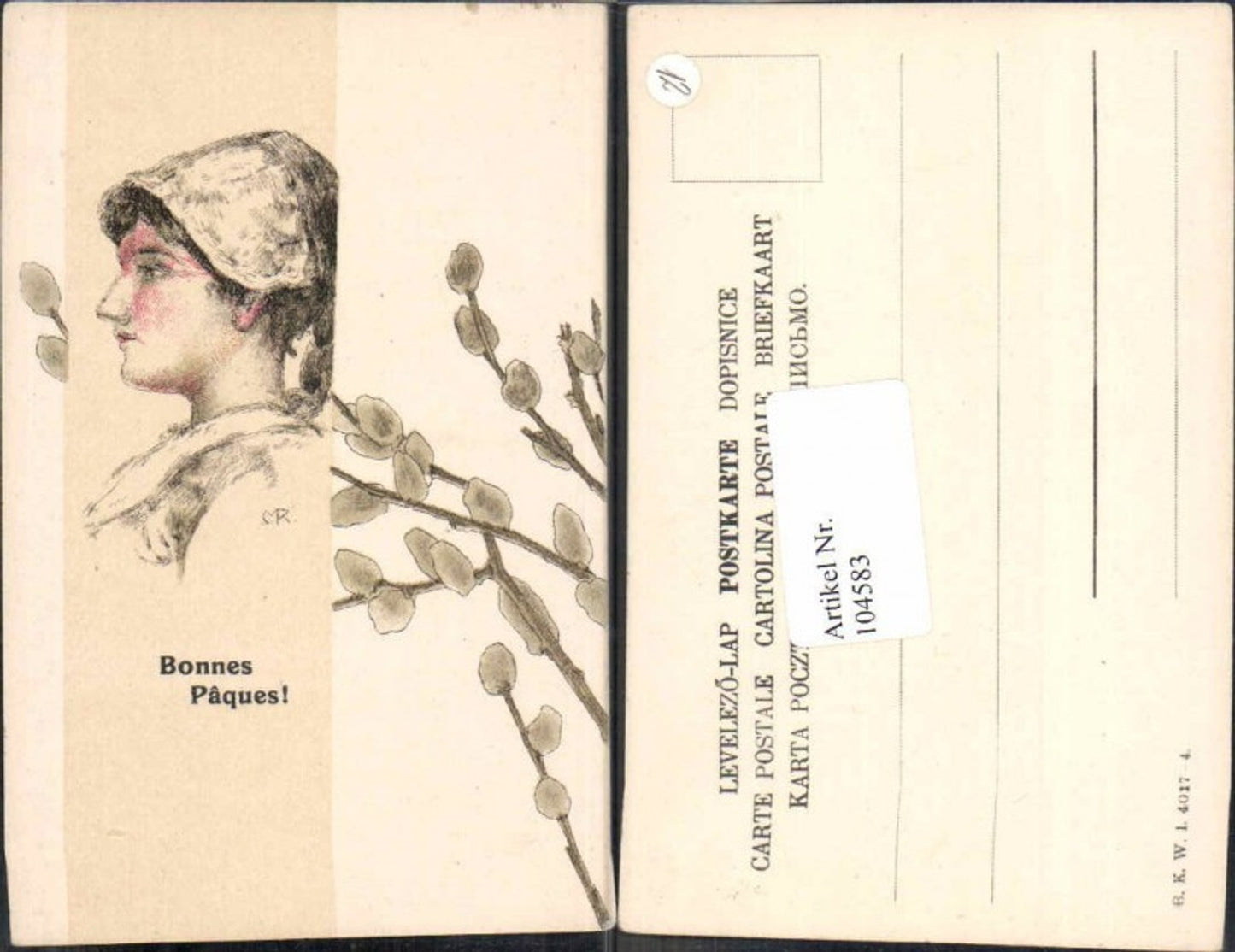 104583,Ostern Frauenportrait Frau Girl Palmkätzchen