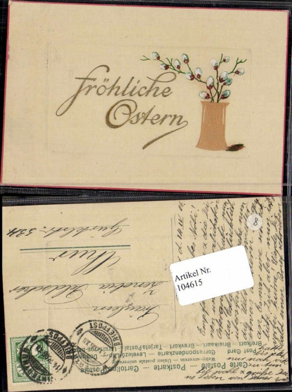 104615,Präge Ostern Palmkätzchen 1905