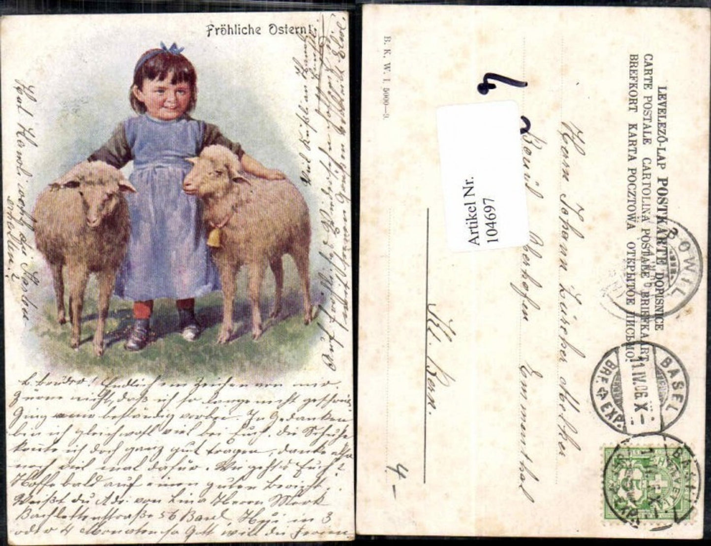 104697,Ostern Litho Schaf Kind B.K.W.I 5000-9