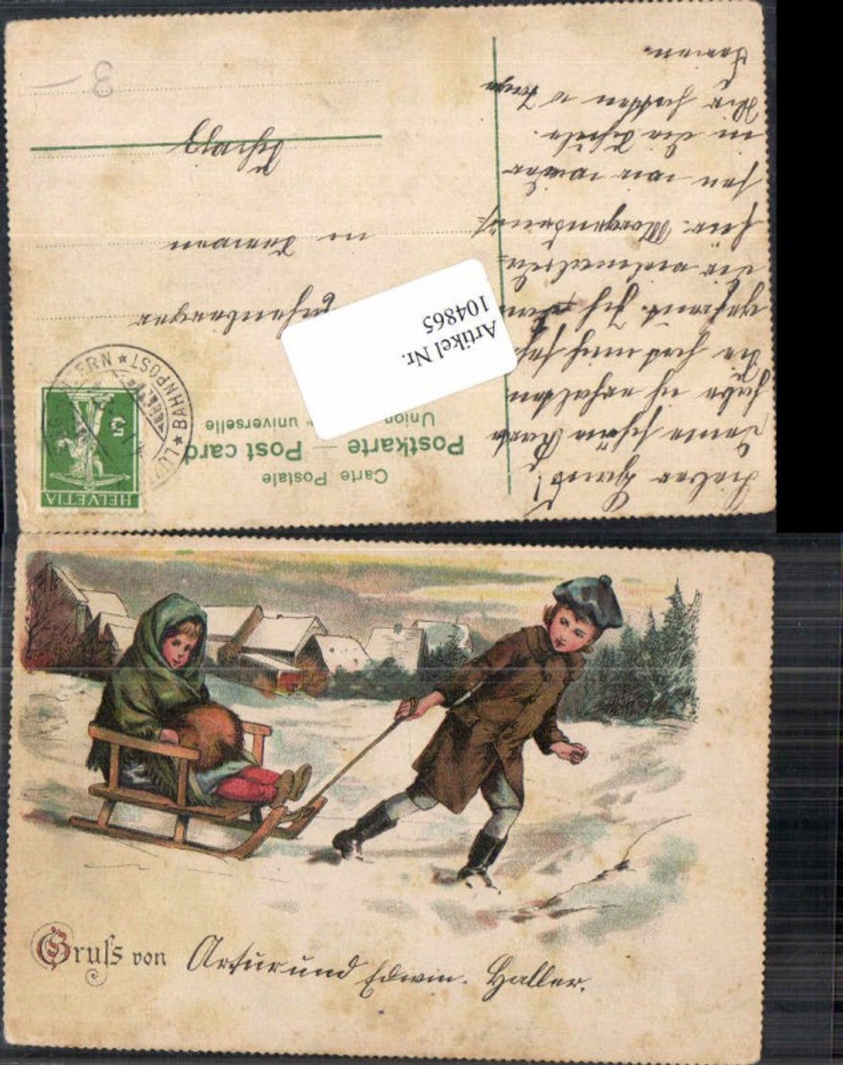 104865,Kinder m. Rodel Schlitten