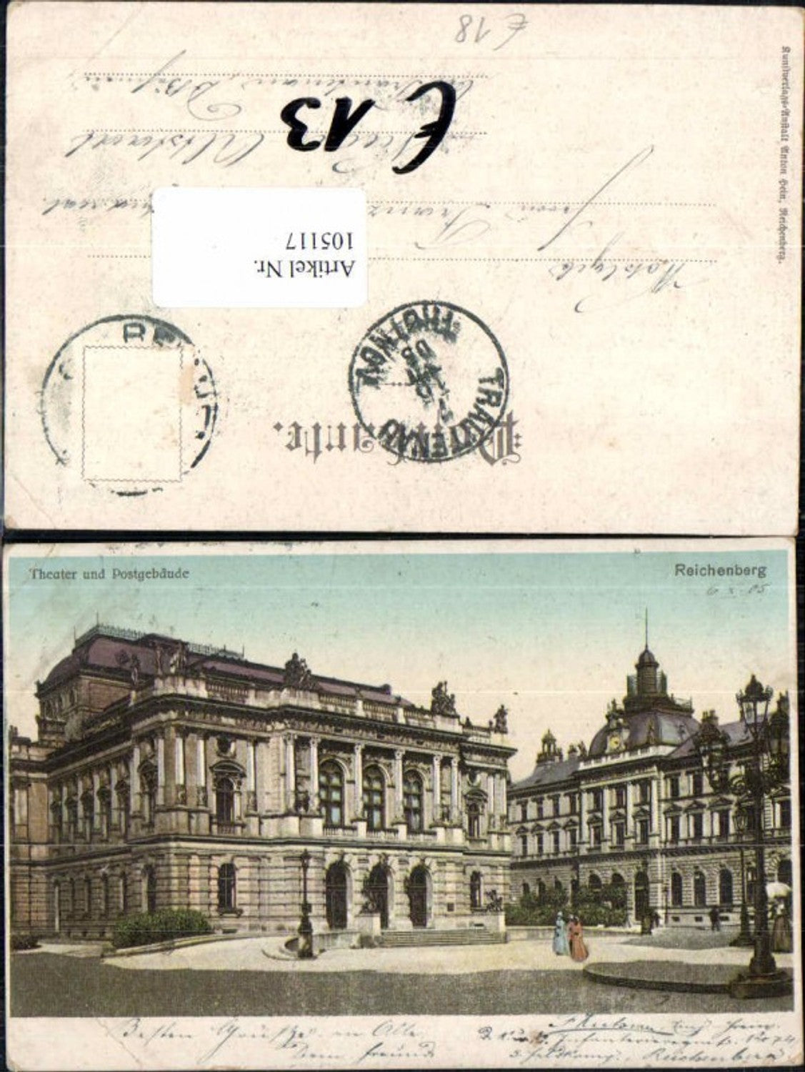 105117,Reichenberg in Böhmen Theater und Postgebäude Liberec