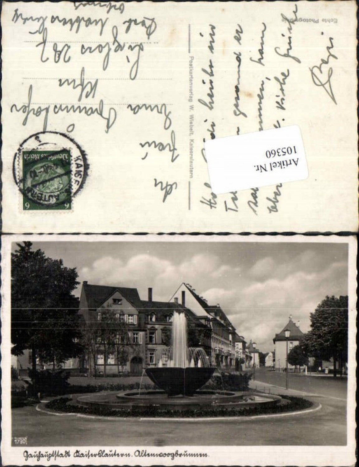 105360,Kaiserslautern Altmoosbrunnen Brunnen 1940