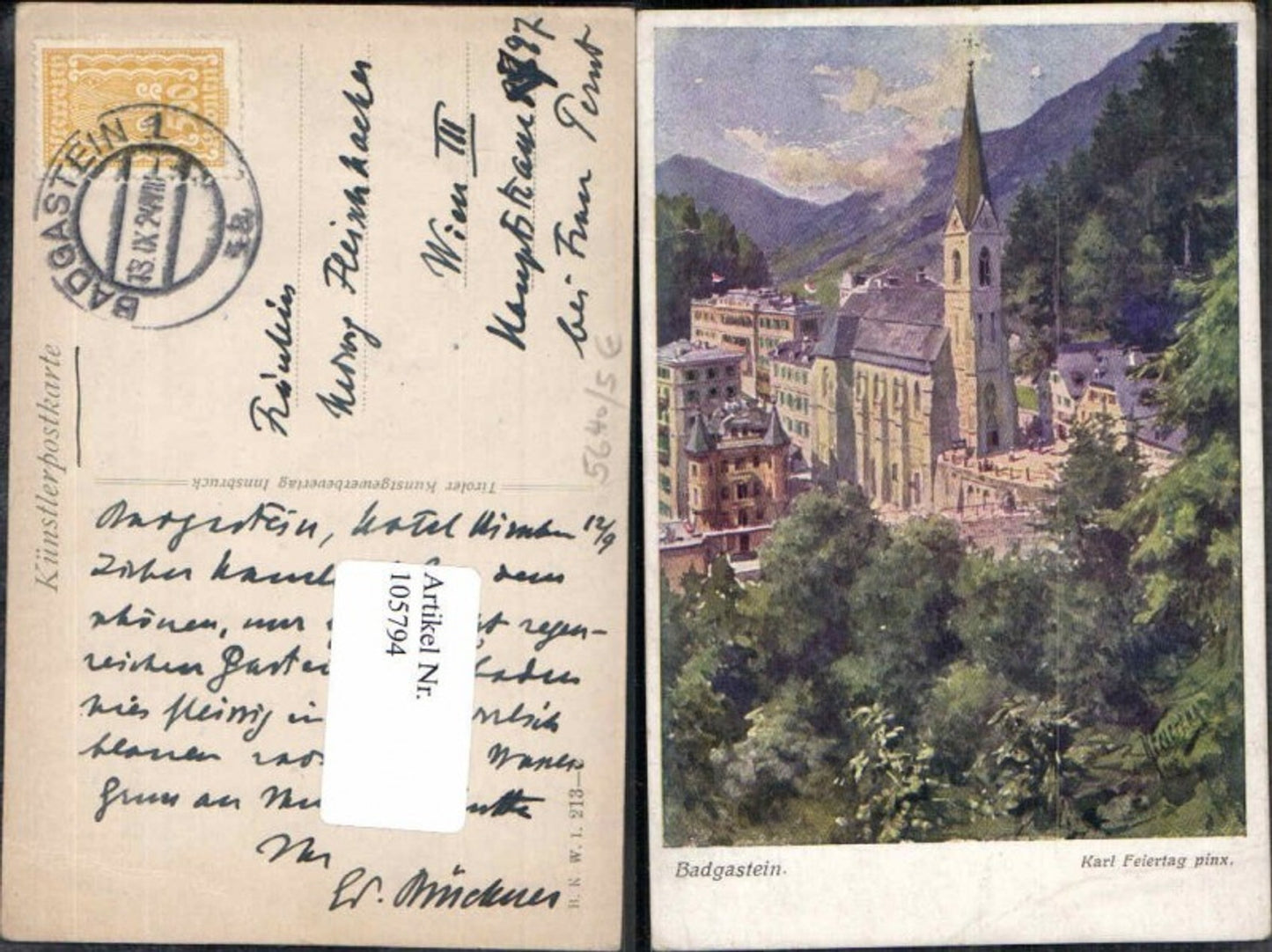 105794,Bad Gastein Kirche sign. Karl Feiertag B.K.W.I 213-2