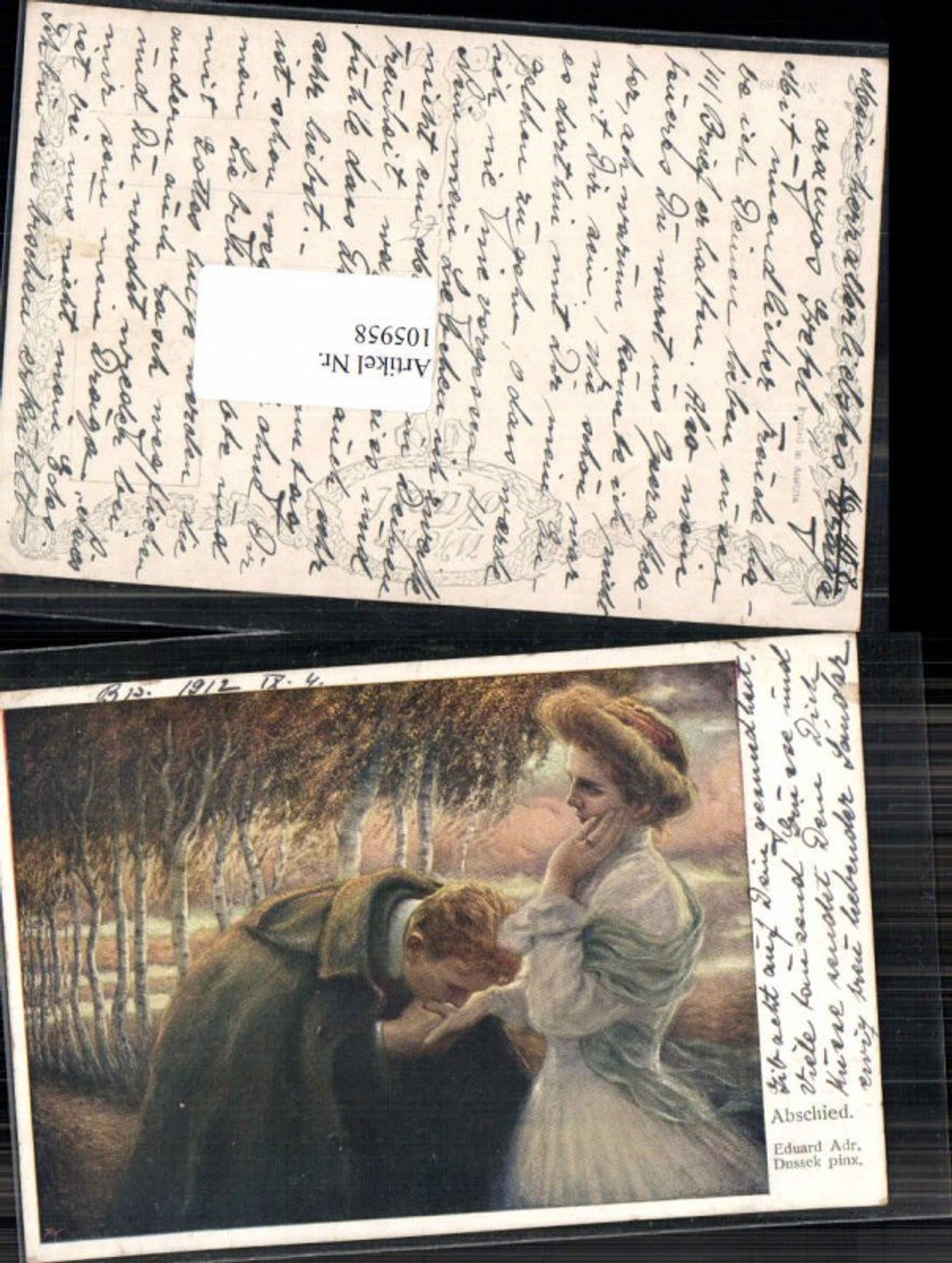 105958,Eduard A. Dussek Frau Mann küsst Frau Handkuss