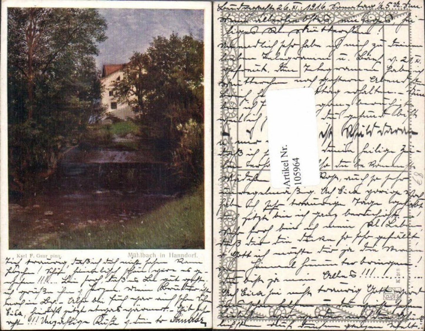 105964,Karl F. Gsur Mühlbach in Hanndorf Handorf Vechta Lüneburg ?