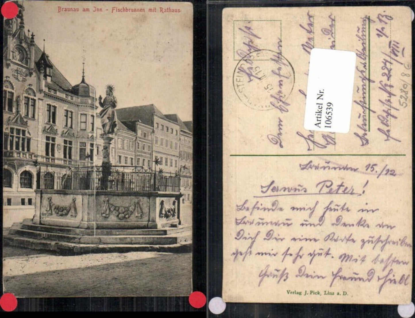 106539,Braunau am Inn Fischbrunnen Rathaus Bahnpost