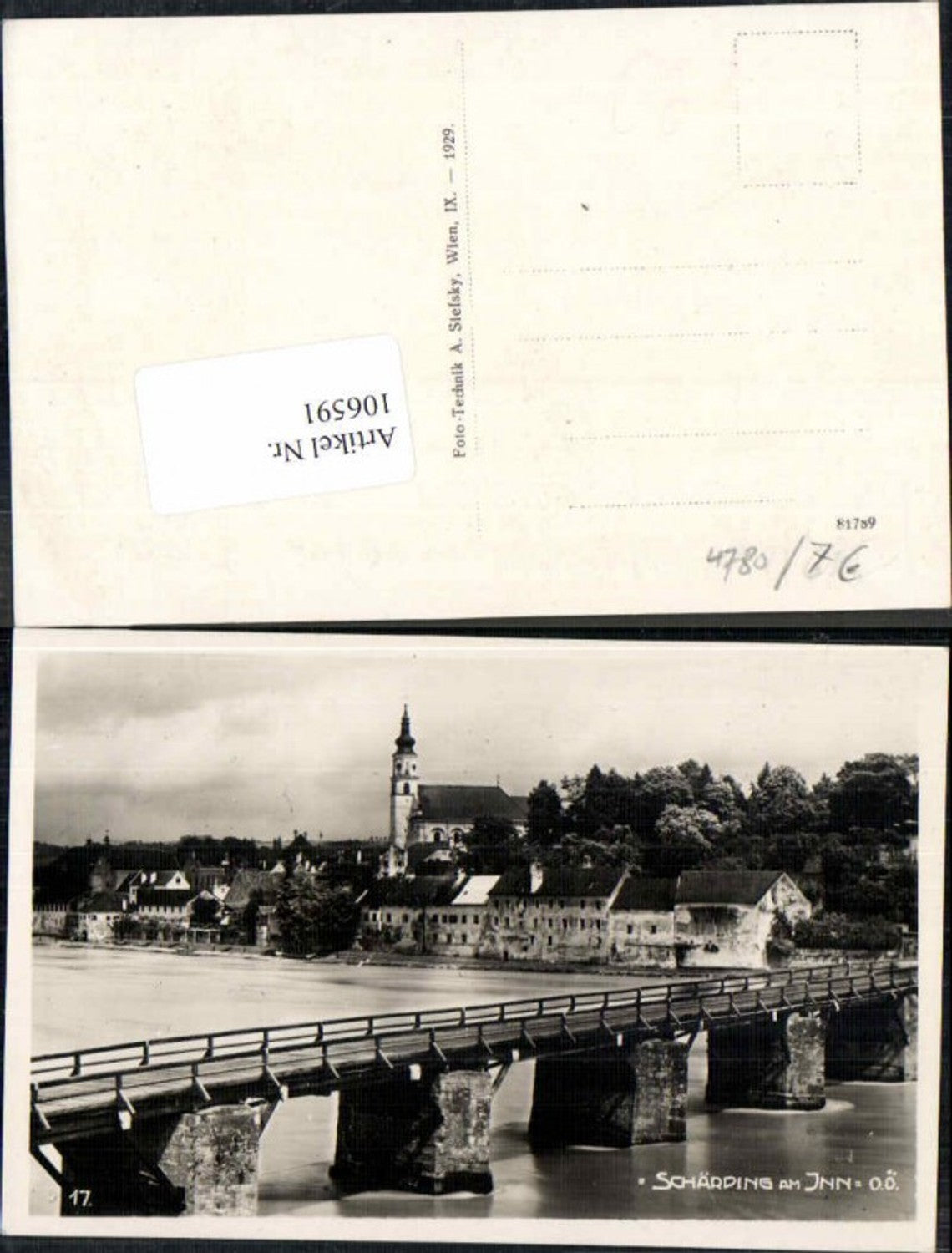 106591,Schärding am Inn Brücke 1929