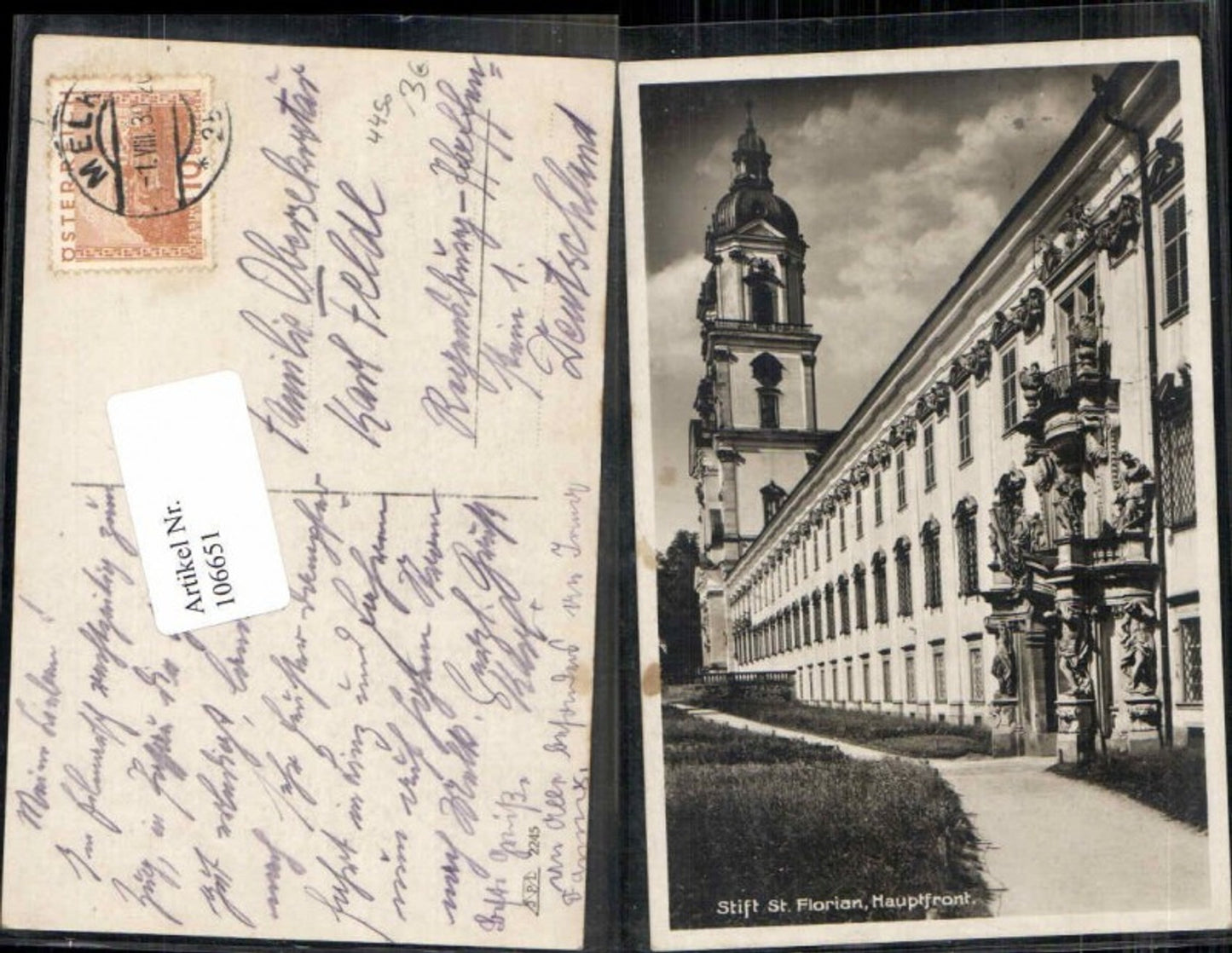 106651,St Florian bei Linz Stift Front